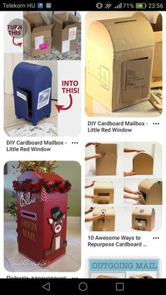 the instructions to make a mailbox out of cardboard boxes are shown in this screenshot