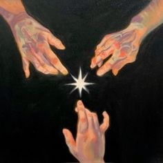 two hands reaching towards each other to touch the star