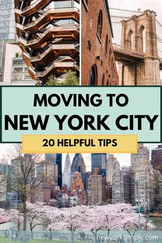 new york city with the words moving to new york city 20 helpful tips on it