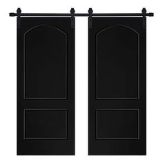 an open black door on a white background