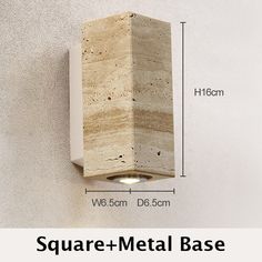 the square - metal base is shown with measurements for each light in this photo, and it