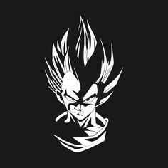 the silhouette of gohan in black and white on a dark background, with an evil face