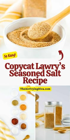 Copycat Lawry’s Seasoned Salt Recipe Homemade Lawrys Season Salt, Diy Lawrys Seasoning Salt, Season Salt Recipe, Lawry's Seasoned Salt Recipe, Lawrys Seasoning Salt Recipe, Seasoned Salt Recipe, Homemade Seasoned Salt, Grilled Sausage Recipes, Seasoning Salt Recipe