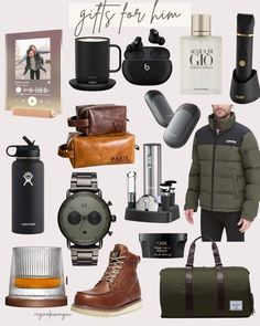 a collage of men's gifts for him