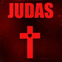 a red poster with the words juda's and a cross