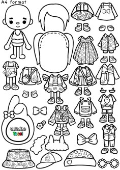 the paper doll is ready to be cut out and put on it's own clothes