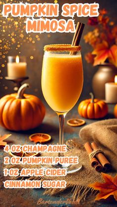 pumpkin spice mimosa recipe with cinnamon sugar