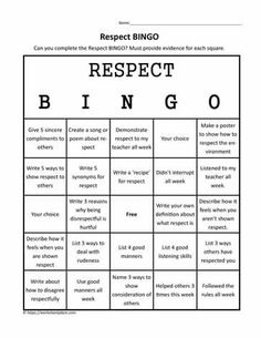 a printable game with the words respect