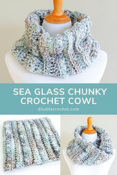 the sea glass chunky crochet cowl