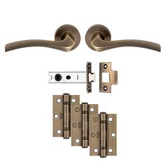 an image of a set of door handles and latches