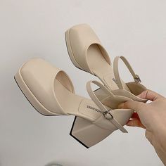 Material: Vegan Leather Pretty White Shoes, White Heels Shoes, Cream Colored Heels, Bank Job, Cream Heels, Elegant Heels, Coffee Cream, Cream Shoes, Fancy Shoes