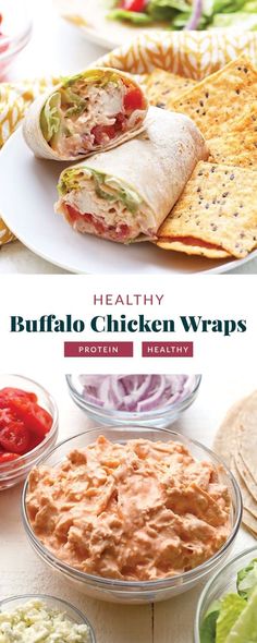 the healthy buffalo chicken wraps are ready to be eaten