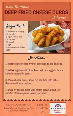 the instructions for how to make deep fried cheese curls at home with pictures on it