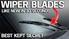 wiper blades on the hood of a car with an arrow pointing up to it