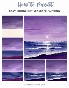 how to paint easy moonlight seascape paintings