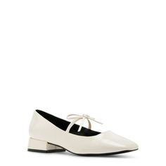 The Madden Girl Women's Egret Low Heel Flat with Bow is an ideal blend of comfort and style tailored for the modern woman. Its low heel design allows ease of movement while the added bow detail imbues a touch of elegance. This flat radiates a feminine charm that complements any outfit, making it a staple for every wardrobe. From casual outings to formal events, it stands as the quintessential piece for effortless style and sophistication. Size: 7.  Color: White.  Gender: female.  Age Group: adult. Low Heel Ballet Flats For Spring Formal, Formal Low Heel Spring Flats, Formal Low Heel Flats For Spring, Spring Formal Low Heel Flats, White Low Heel Ballet Flats For Formal Occasions, Elegant Spring Kitten Heels, Spring Formal Low-heeled Flats, White Ballet Flats For Work With Low Heel, Cream Kitten Heels For Spring