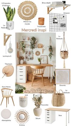 a collage of different types of furniture and decor