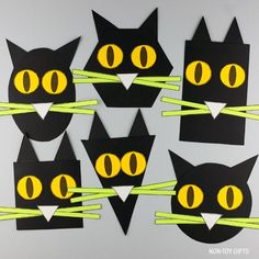 Halloween black cat craft printable template made with shapes Black Cat Craft, Cat Crafts Preschool, Halloween Math Activities, Art Docent, Bricolage Halloween, Preschool Fall, Halloween Crafts Preschool, Granny Gifts, Art Door