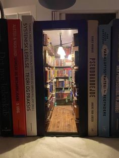 a book shelf filled with lots of books