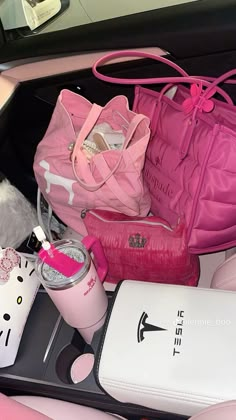 Luxury Pink Lifestyle, Pink Girly Things Accessories, Girly Items, Pink Everything, Girly Car Accessories, Pretty Pink Princess, Pink Lifestyle, Pink Stuff, Purse Essentials