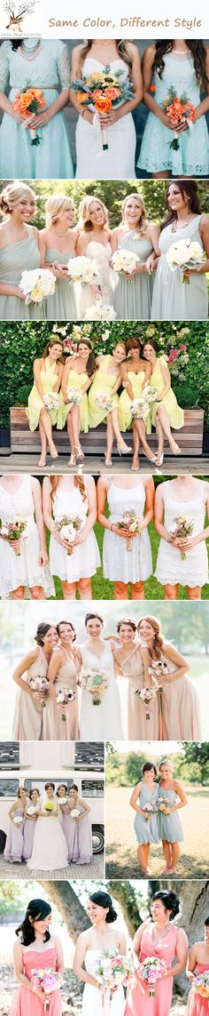 many different pictures of women in dresses and flowers