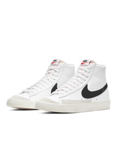 Shoes Nike Blazer, Blazer Mid 77 Vintage, Black Basketball Shoes, White Basketball Shoes, Basket Noir