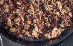 the food is being cooked in the skillet on the stove top, ready to be eaten