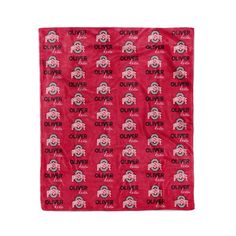 a red blanket with an image of the university of denver football team and words on it