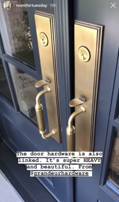 the door hardware is also brass and has an interesting design