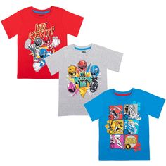 "It's Morphin' Time!" Join the Power Rangers team on their latest adventures in this cool Mighty Morphin Power Rangers Short Sleeve Graphic T-Shirt. With the help of their Zords, watch Red Ranger, Blue Ranger, Yellow Ranger, Pink Ranger, Green Ranger, Black Ranger, and White Ranger fight villains and protect the universe. Your kid will love wearing this short sleeve graphic tee shirt featuring their favorite superheroes. Size: 7-8. Color: blue/gray/red. Gender: male. Age Group: kids. Material: C Batman Comic Cover, White Ranger, Yellow Ranger, Blue Ranger, Rangers Team, Pink Ranger, Red Ranger, Boy Activewear, Green Ranger