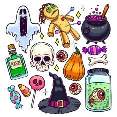 an image of halloween stickers on a white background