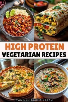 high protein vegetarian recipes with text overlay