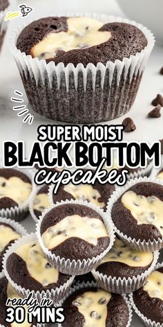 Black Bottom Cupcakes Black Bottom Cupcakes, Cream Filled Cupcakes, Halloween Food Cupcakes, Cream Cheese Cupcakes, Cupcake Recipes Chocolate, Black Bottom, Cream Cheese Recipes, Chocolate Muffins, Quick Desserts