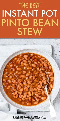 the best instant pot pinto beans stew in a white bowl