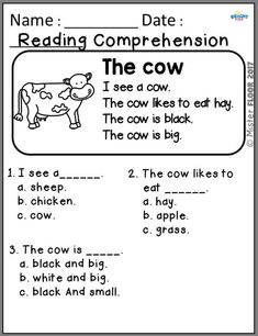 worksheet for reading the cow