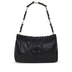 black leather embossed logo to the front leather and chain-link shoulder strap top zip fastening internal zip-fastening pocket main compartment Shop Bag, Best Handbags, Made Clothing, Anine Bing, Strap Top, Strap Tops, Yoga Wear, Embossed Logo, Small Leather Goods