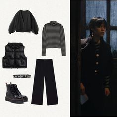 Wednesday Addams Outfit Inspiration Jenna Ortega, Wednesday Tv Show Outfits, Wensday Adams Outfits, Wednesday Addams Inspired Outfit, Wednesday Addams Fashion, Wednesday Outfit Ideas