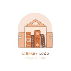 library logo with bookshelves in the middle and an open door on the other side