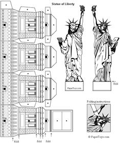 the statue of liberty is shown in black and white, with instructions to make it look like