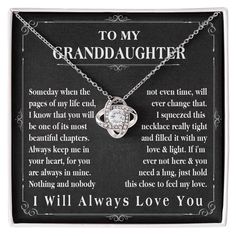 PRICES MAY VARY. Special Gift - Our lovely jewelry gift will make your granddaughter swoon. If you do not have any ideas to express your love to your granddaughter. Give her the gift that symbolizes your never-ending love. Love Knot necklace is the perfect accessory for everyday wear. Illuminate Your Affection – Brighten her day with a complimentary set of daughter necklaces in a lovely box with "Illuminate Your Affection." A beautiful 14k white-plated pendant on an 18-inch chain with a 4-inch e Happy Birthday Granddaughter, Daughter Necklaces, Birthday Granddaughter, Granddaughter Necklace, Hypoallergenic Necklace, To My Granddaughter, Love Knot Necklace, Granddaughter Gift, Daughter Necklace