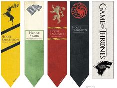 the game of thrones bookmarks are lined up in different colors and designs