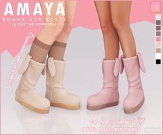 two girls'boots with bows are shown in this advertment for the same product