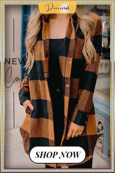 Plaid Print Coat, Shirt Collar Styles, Print Coat, Long Sleeves Coats, Fashion Weeks, 2024 Fashion, 가을 패션, Fall Fashion Outfits, Casual Coat