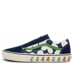 Vans Old Skool Casual Skate Shoes Unisex Blue White Flower Printing 'Blue White Green' VN0A5DYCB1U (SNKR/Low Top) Vans Store, Vans Old Skool, Old Skool, Skate Shoes, White Flower, Flower Prints, Low Top, White Flowers, Blue White