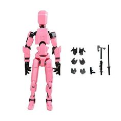 a pink robot is standing next to some screws