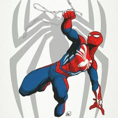 a drawing of a spider man flying through the air with his hands in the air