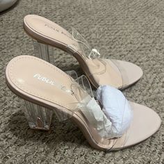 Size Uk 8 Which I Believe Is A Us 10 But These Fit Slightly Small. I Am A True 10 And These Are At Least A Foot Size Too Small. So I Would Say A Us 8 Or 9. Pink Sandals Heels, Public Desire Shoes, Clear Strap Heels, Shein Shoes, Red Suede Heels, New Heels, Lace Up Block Heel, Ankle Tie Sandals, Green Heels