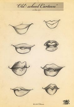 a drawing of different lips on a piece of paper