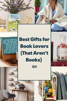 the best gifts for book lovers that aren't books are on display in this collage