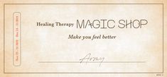 a piece of paper with the words magic shop on it